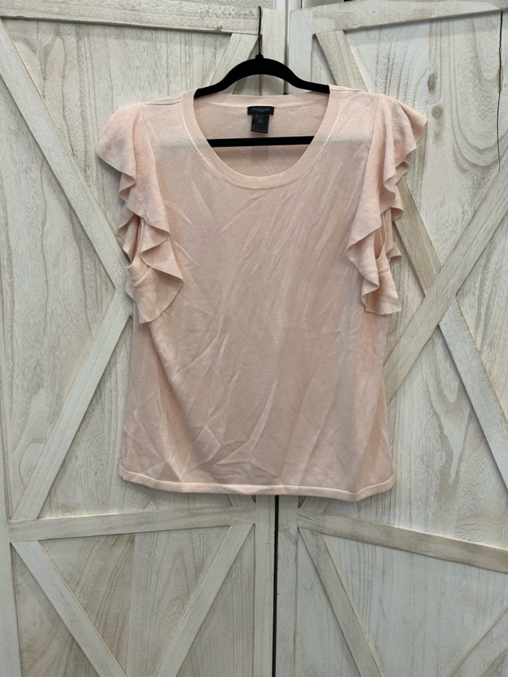 Ann Taylor Factory Soft Blush Ruffle Sleeve Tee